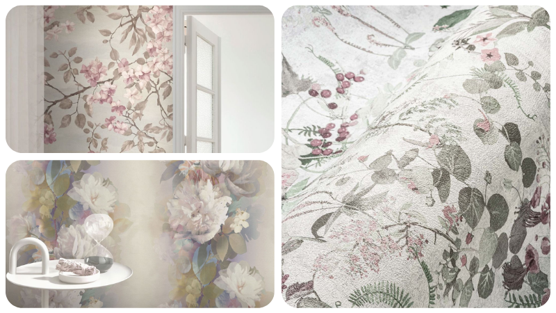 Sélection de papiers peints fleuris aux motifs botaniques et floraux